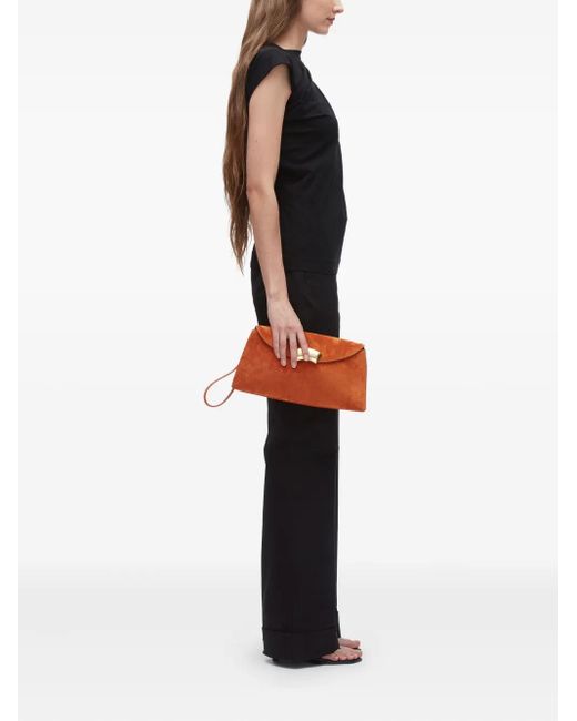 3.1 Phillip Lim Suède Clutch Met Gewelfde Omslag in het Orange