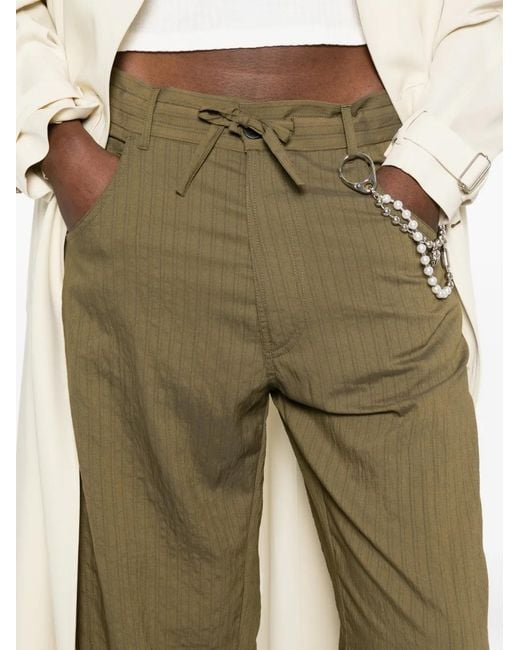 DARKPARK Green Iris Paper Bag Drawstring Striped Trousers