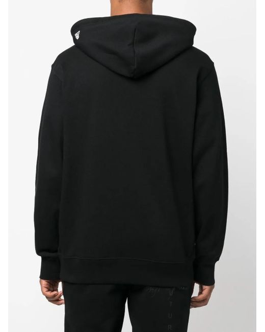 Yohji Yamamoto Black Quote-Patch Drawstring Hoodie for men