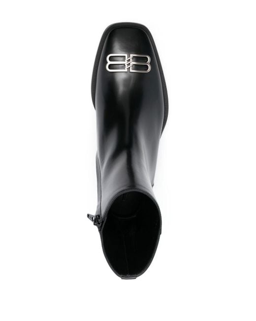 Balenciaga Black Rim Bb Icon Leather Ankle Boots for men