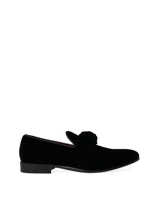 Dolce & Gabbana Black Velvet Loafers for men