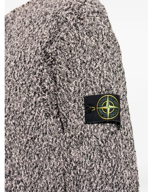 Stone Island Gray Logo-Patch Crew-Neck Sweater for men
