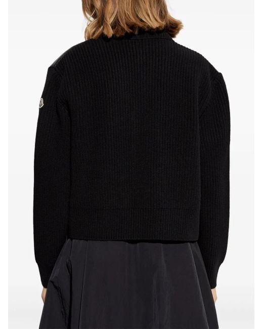 Moncler Black Cardigan With Down Insert