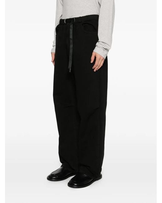 White Sand Black Belt Trousers for men