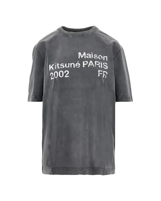 Maison Kitsuné Gray Short-Sleeve Round-Neck T-Shirt