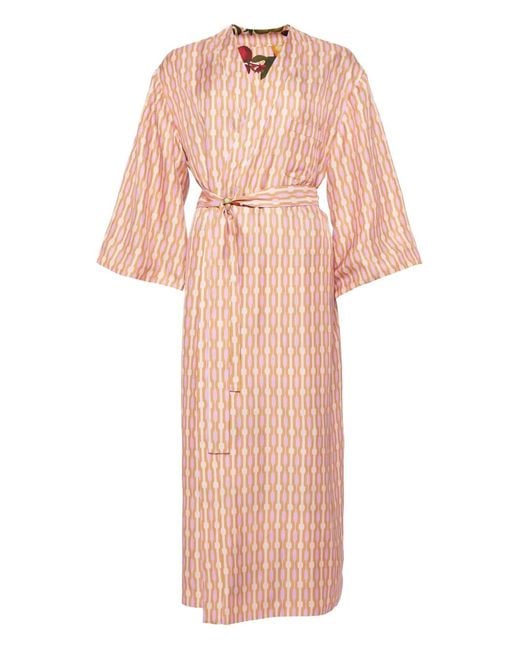 Eres Pink Saveur Fruit-Print Chain-Pattern Reversible Robe