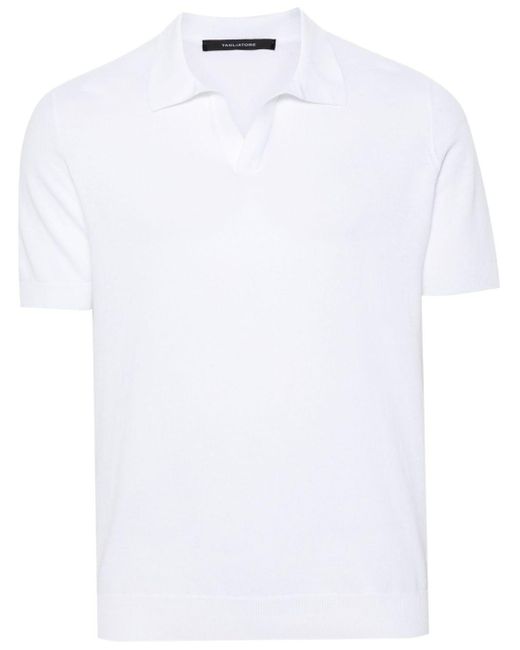 Tagliatore Keith Gebreid Poloshirt in het White voor heren