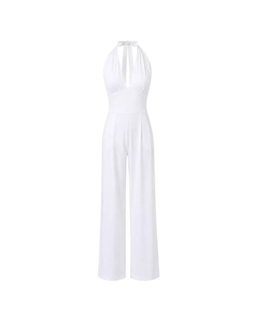Max Mara White Halterneck Sleeveless Jumpsuit