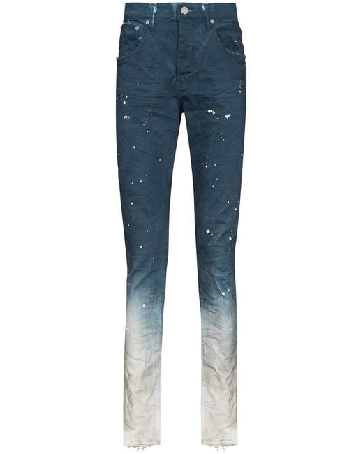 Purple Brand Gerade Jeans Mit Farbklecks-Print in Blue für Herren