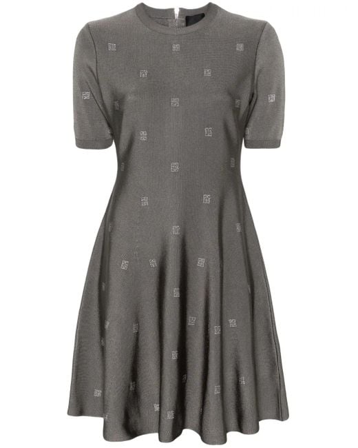 Givenchy Gray 4G-Motif Flared Minidress