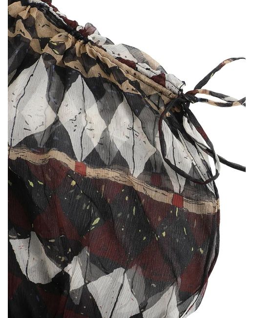 Into The East Black Geometric-Print Blouse