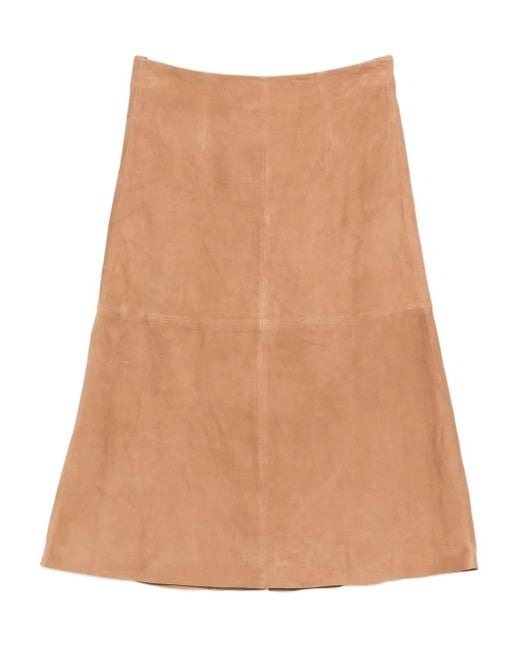 Arma Natural Philipa Suede A-Line Midi Skirt