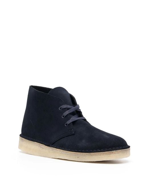 Clarks Blue Suede Lace-Up Desert Boots for men