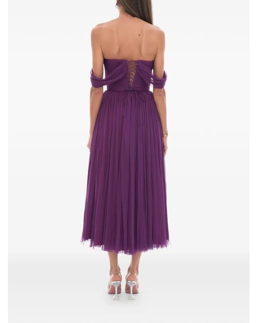 Ana Radu Purple Off-Shoulder Midi Dress