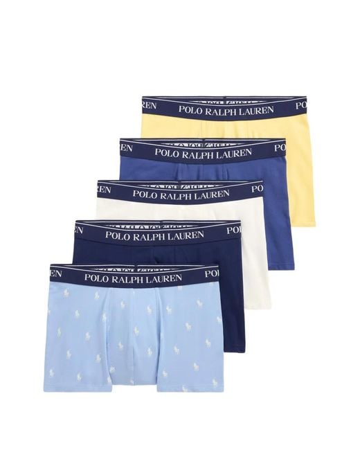 Polo Ralph Lauren Blue 5 Pack Logo-Waistband Trunks for men