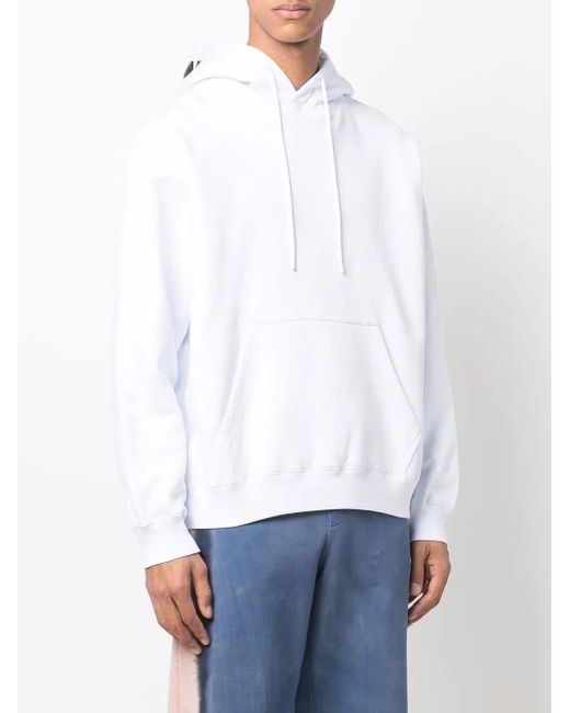 MSGM White Logo-Print Hooded Jumper for men