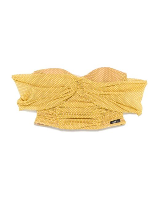 Elisabetta Franchi Yellow Tülltop mit Polka Dots