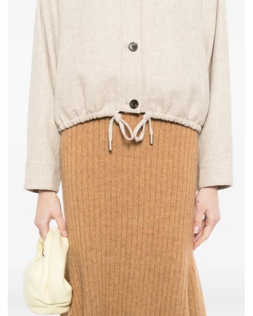 N.Peal Cashmere Natural Button Drawstring Jacket