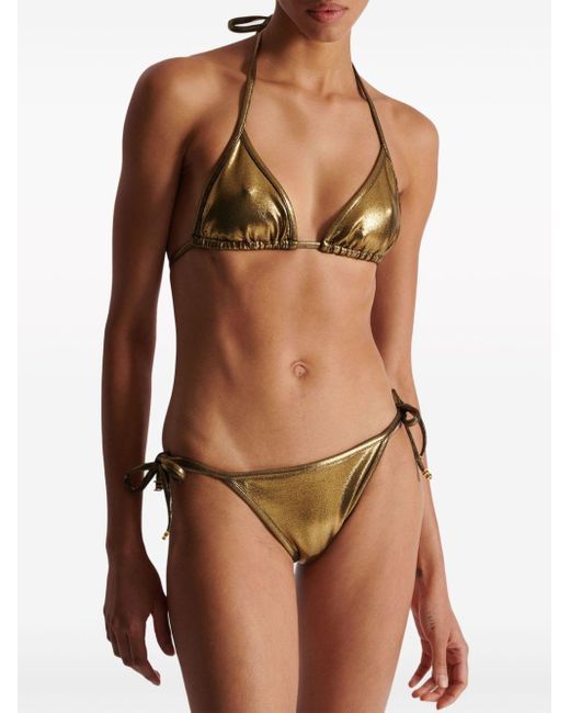 Balmain Metallic Triangle Bikini Set