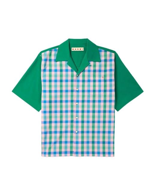メンズ Marni チェック シャツ Green