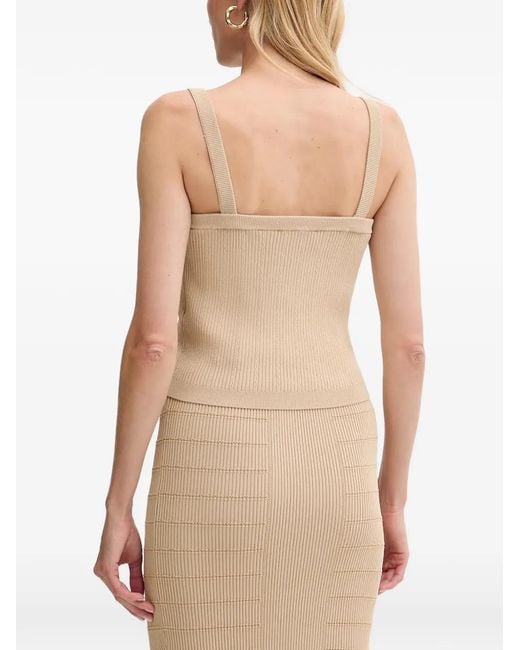 Guess Natural Emmie Button Ribbed Top