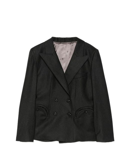 Blazé Milano Black Pinstriped Double-Breasted Jacket