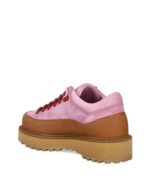 Diemme Pink Cornaro Gomma Lace-Up Suede Boots