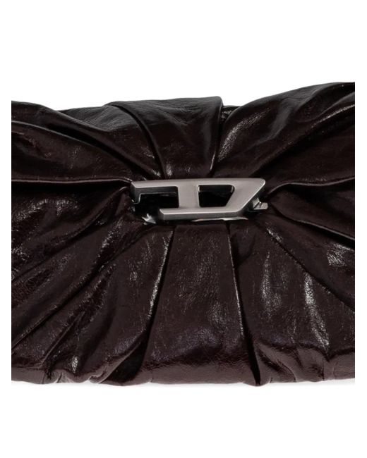 DIESEL Pleated Clasp Tote Bag Black
