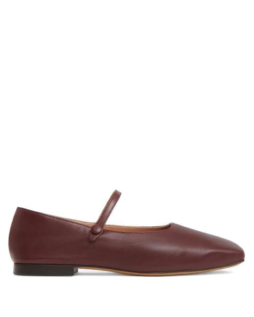 Mansur Gavriel Brown Square-Toe Ballerina Shoes