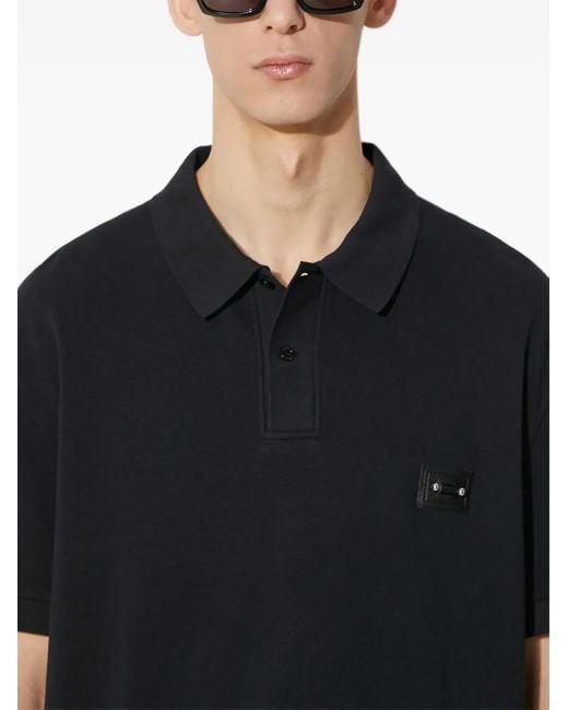 Neil Barrett Black Tonal-Appliqué Short-Sleeve Polo Shirt for men
