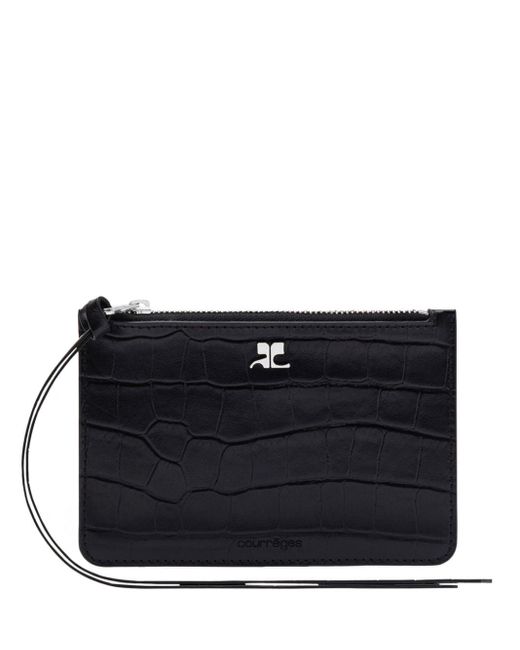 AC crocodile-effect leather purse Courreges de color Black