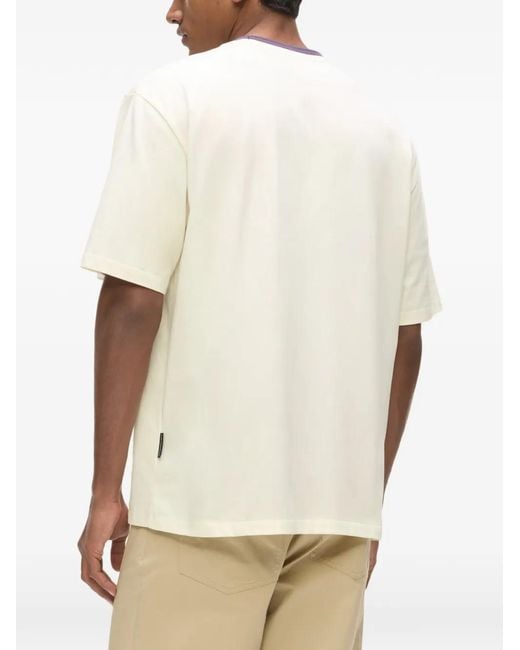 Karl Lagerfeld White Striped Neck Ikon Relaxed T-Shirt for men