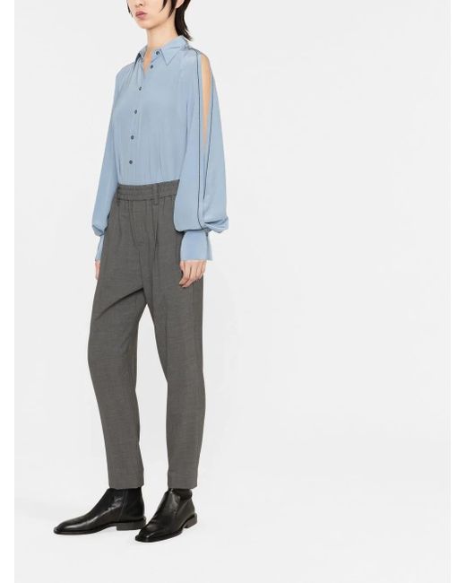 Brunello Cucinelli Gray Elasticated-Waist Tailored Trousers
