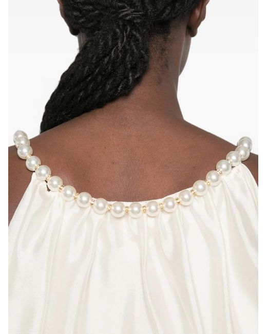 Paperlace White Faux-Pearl Layered Top