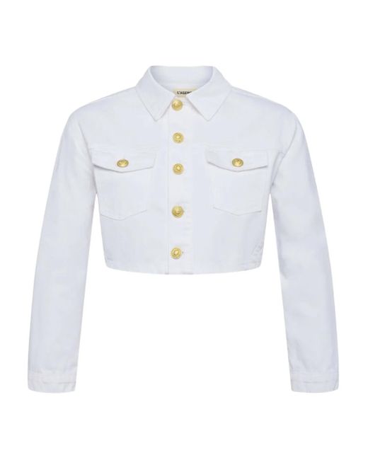 L'Agence Geneive クロップド デニムジャケット White