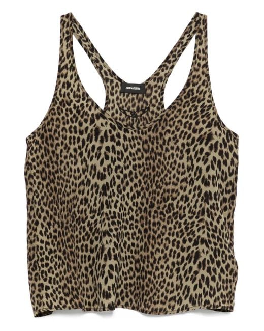 Zadig & Voltaire Brown Oberteil mit Leoparden-Print