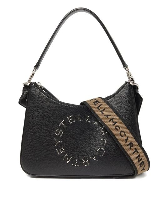 Stella McCartney Black Logo Embellished Shoulder Bag