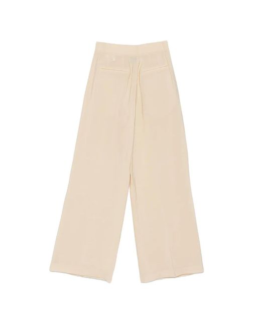 Alpha Studio White Pleated Trousers