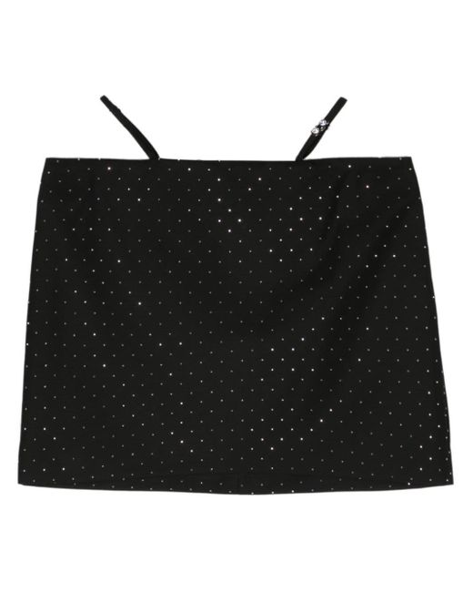 Chiara Ferragni Black Rhinestone-embellished Twill Miniskirt