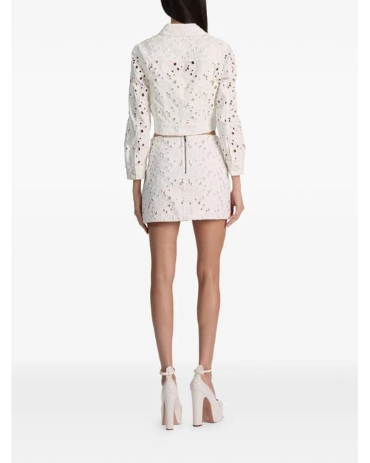 Alice + Olivia White Riley Broderie-Anglaise Skirt