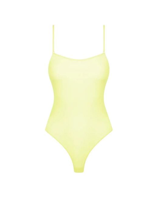 Maison Close Yellow Double Sens Sheer Thong Bodysuit