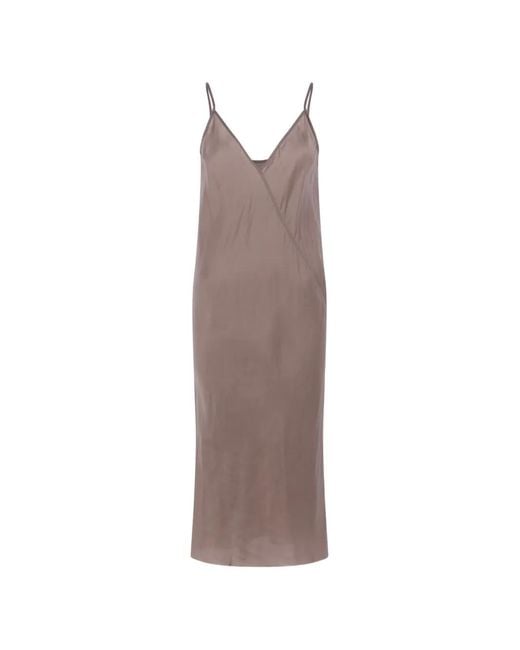 Rick Owens Brown Satin Slip Dress
