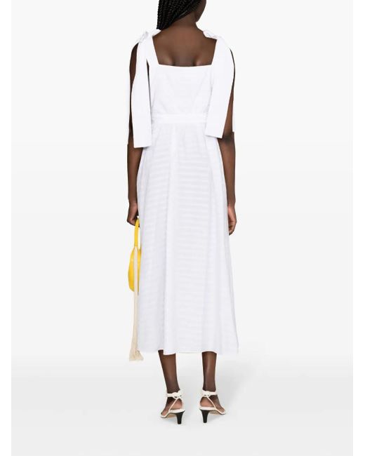 MSGM White Bow-Detail Midi Dress