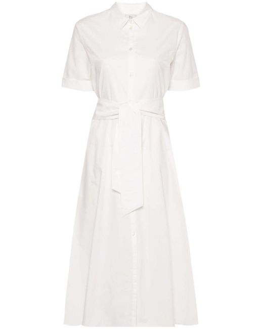 Woolrich White Popeline-Hemdkleid mit Gürtel