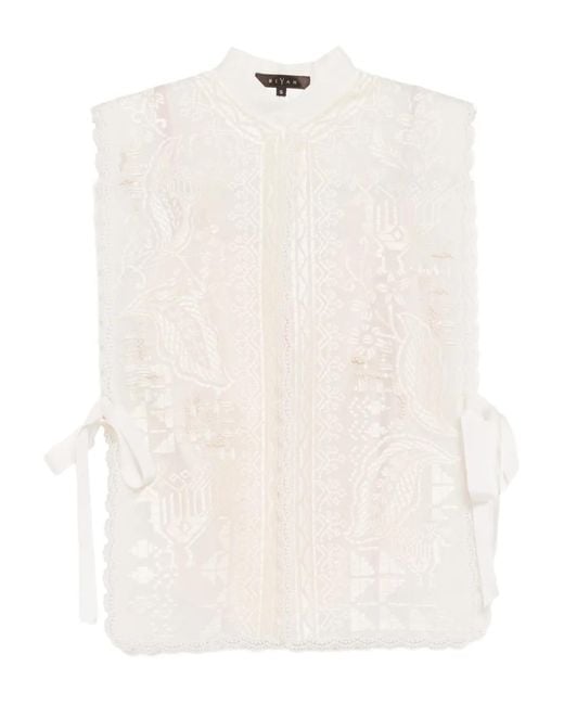 Biyan White Graphic-Embroidered Vest
