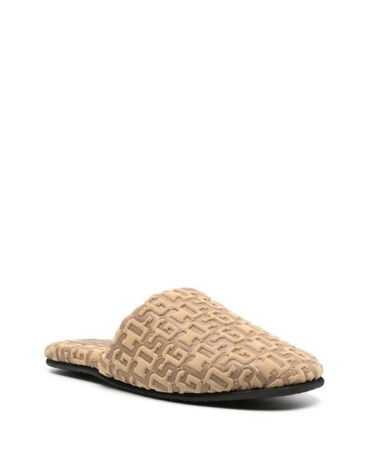 Gcds Brown Logo-Embossed Monogram Slippers