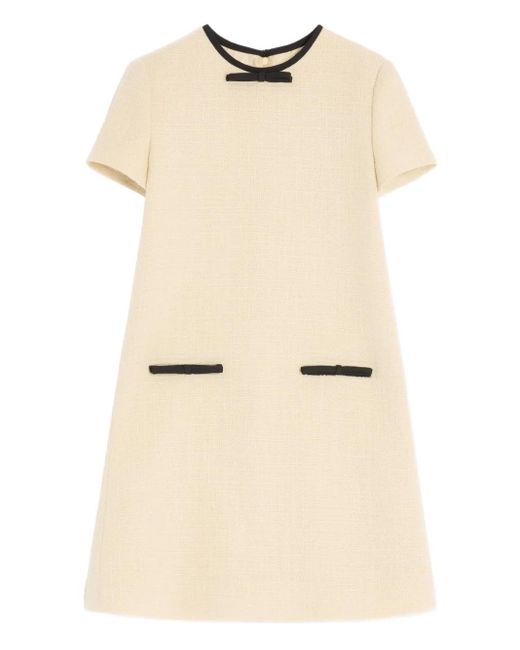 Valentino Garavani Women's Natural Bow-Embellished Tweed Dress