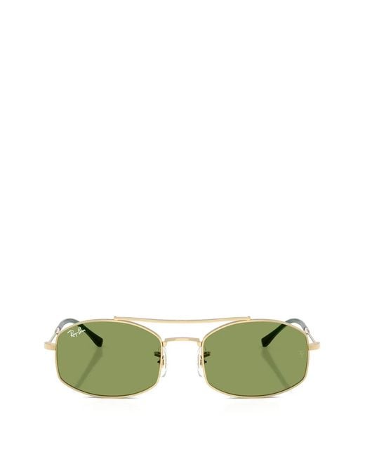 Ray-Ban Green Rectangle-Frame Sunglasses