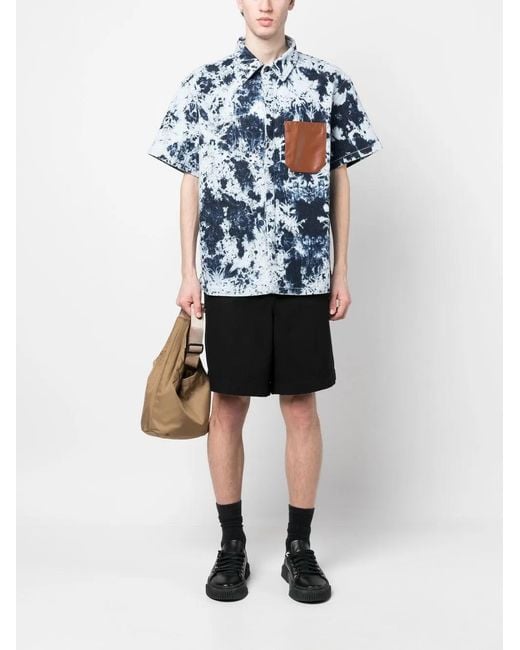Ferrari Blue Tie-Dye Patterned Shirt for men