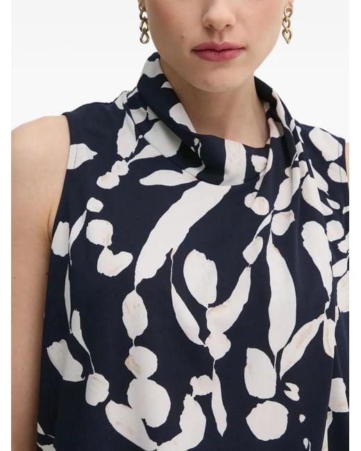 Joseph Ribkoff Blue Abstract-Pattern Halterneck Blouse